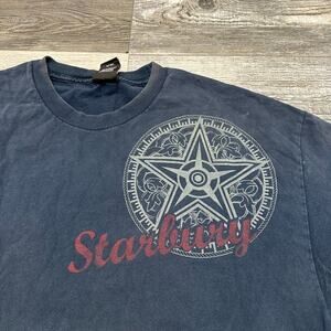 Vintage Skate T- Shirt Starbury Navy Blue Mens XL Skate Tribal Star Short Sleeve
